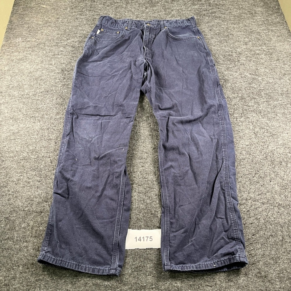 Carhartt Loose Fit Canvas Carpenter Pants Mens 36x32 Navy Blue Cotton Workwear